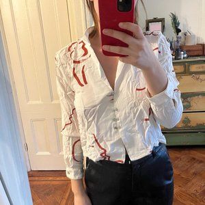 Paloma Wool Cropped Face Blouse: Size Medium